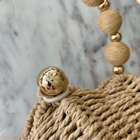 🐚 Victoria’s Secret Seashell Shaped Woven Raffia Straw Clamshell Basket Bag - Picture 5 of 11